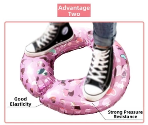 Pink heart pattern swim ring showing high elasticity and strong pressure resistance