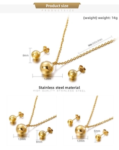 Detailed view of 18K gold plated bead jewelry set with exact size and weight dimensions