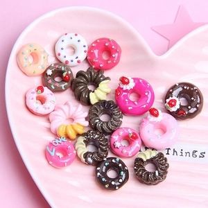 Simulation Donut Resin Cabochons Mini Colorful Dessert Beads For DIY Crafts Slime Filler Phone Case Decor