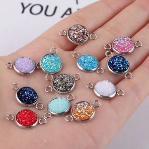 Sparkly 10mm druzy stainless steel connectors in various colors for DIY jewelry making