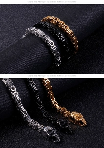 Byzantine style skull bracelets in silver, black, and gold colors with punk metal details