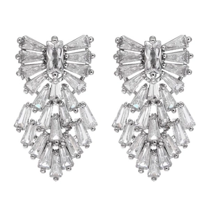 Elegant silver tassel earrings with AAA cubic zirconia drops for luxury wedding jewelry