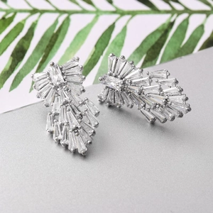 Elegant silver butterfly wing earrings with AAA cubic zirconia in a minimalist design