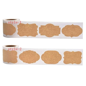 Brown kraft paper adhesive labels roll with assorted vintage frame shapes for DIY decor