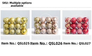 Three sets of assorted 6cm Christmas balls with matte, glitter, and embossed textures
