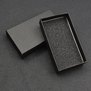 Scatola Regalo in Carta Nera Minimalista Con Inserto in Spugna Confezione Rettangolare Per Gioielli Portachiavi Storage