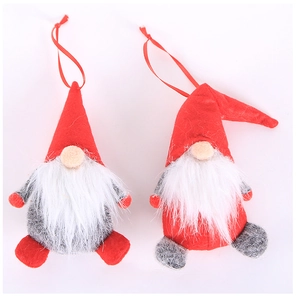 Détails de gnomes de Noël en peluche rouge et gris avec de longues barbes blanches et cordons