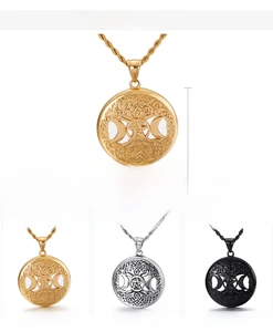 Detailed size specifications of 35mm Tree of Life pendant in gold, steel, and black finish