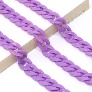 Macro shot of glossy purple acrylic chain links for eyeglasses and face masks