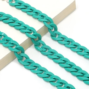 Close-up of a stylish mint green acrylic chunky chain strap with a glossy finish