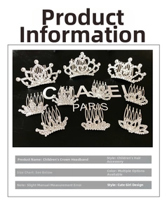 Detailed set of silver princess tiara hair combs for girls with sparkling rhinestones