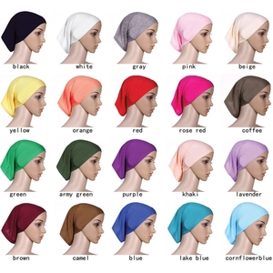 Detailed color chart showing 20 solid colors of mercerized cotton tube caps for women