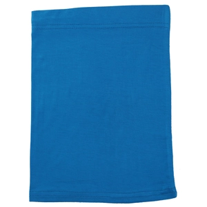 Flat lay of blue mercerized cotton multipurpose tube hat on white background