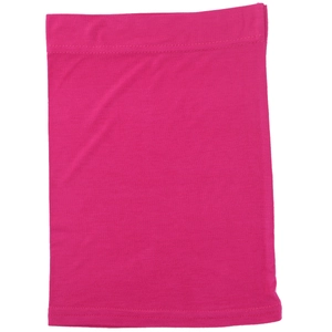 Detail of rose red tube headscarf in mercerized cotton fabric with smooth texture