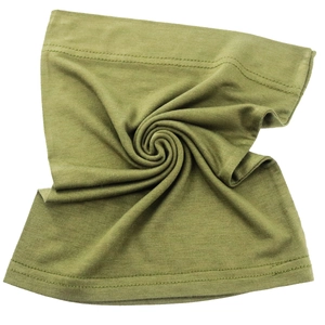 Detailed close-up of olive green mercerized cotton fabric with soft elastic texture