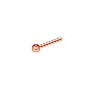Macro shot of rose gold stainless steel nose stud with polished ball head and straight pin