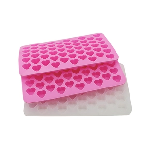 Close-up of 55-cavity heart silicone mold for DIY chocolate and candy making