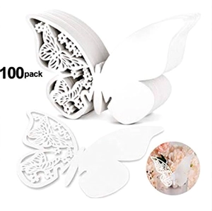 100-pack laser-cut white butterfly paper cards for wedding table decorations