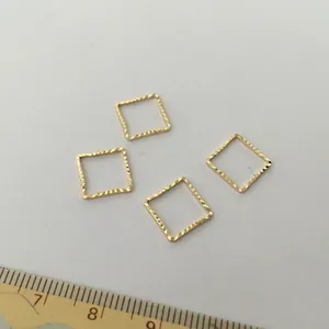 Square 14K gold plated textured connector loops for DIY jewelry making with ruler scale