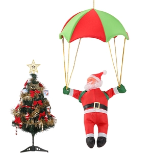 Christmas Santa Claus parachute hanging ornament with classic red and green festive colors