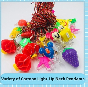 Colorful LED cartoon character pendants including Mickey and Spongebob with braided lanyards