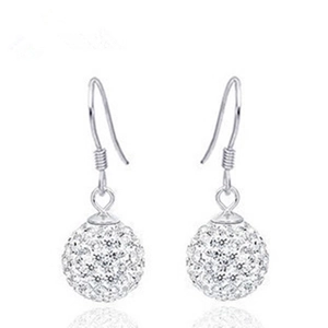 925 sterling silver ball drop earrings with sparkling pavé crystals and ear hooks