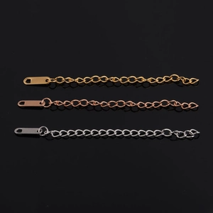 Set of 7cm stainless steel extension chains in gold, rose gold and silver finish