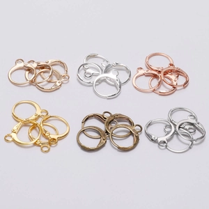 Macro view of assortment of colorful leverback earring hooks for DIY jewelry making