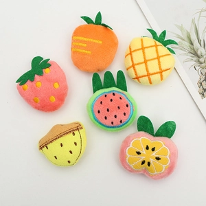 Set of 6 plush cartoon fruit DIY accessories including strawberry and pineapple shapes