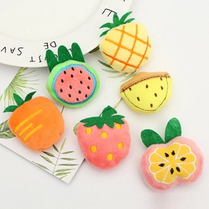 Assorted plush cartoon fruit patches including watermelon and strawberry for DIY crafts