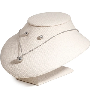 Minimalist silver stainless steel jewelry set with sphere pendant necklace and stud earrings