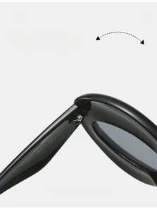 Détail des charnières et spécifications gravées sur la monture des lunettes de soleil