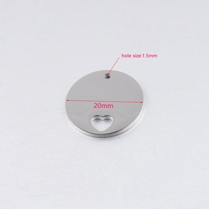 20mm hollow heart stainless steel circular pendant charm with 1.5mm hole for DIY jewelry