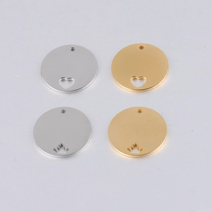 Round Pendant Tags Stainless Steel Hollow Heart Crown Mirror Polished DIY Jewelry Making Accessories Charms