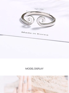 Detailed macro view of the silver sun-wukong style open ring with polished cloud patterns