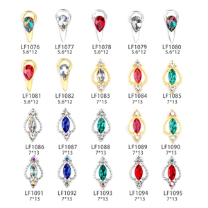 Assorted alloy nail charms with colorful teardrop and rhombus crystals for DIY nail art