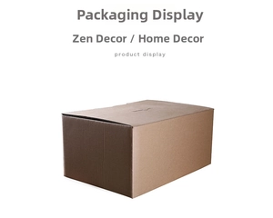 Close-up of the eco-friendly brown corrugated cardboard packaging for ceramic incense holders