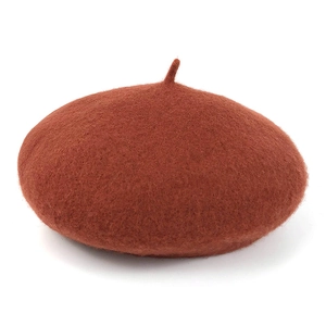 Classic caramel wool beret for women, elegant pumpkin style for autumn and winter warmth