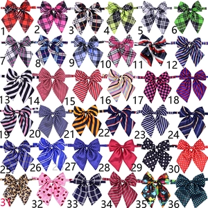 Pet Dog Cat Bowtie Adjustable Satin Necktie Decorative Collar Flower Plaid Polka Dot British Style Accessories Ornament