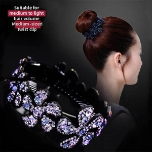 Medium twist hair clip with purple rhinestones for women with medium or thin hair