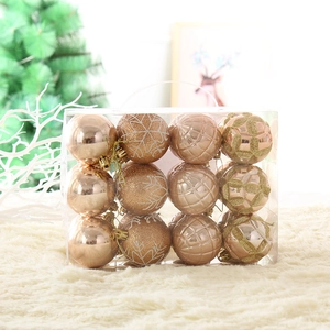 Champagne gold 12-pack Christmas ball ornaments in assorted textures for tree decoration