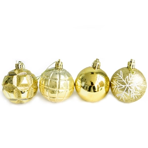 24pcs 6cm Gold Christmas Ball Set with Matte Glitter and Patterned Hanging Ornaments