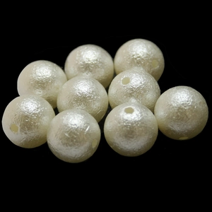 Perle ABS tonde testurizzate bianco crema con finitura increspata per gioielli fai-da-te