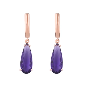 Orecchini a cerchio oro rosa con pendenti in cristallo viola a forma di goccia sfaccettata
