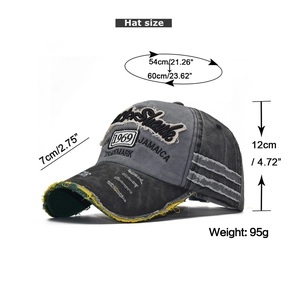 Specifiche dettagliate delle dimensioni del cappello baseball vintage 1969 grigio scuro