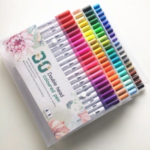 80-color double-headed watercolor marker set in a portable case for artistic drawing
