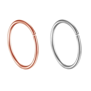 Detailed comparison of silver and rose gold stainless steel hoop rings for piercings