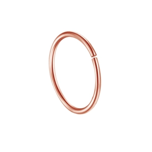 Detailed close-up of rose gold stainless steel hoop nose ring with polished mirror finish