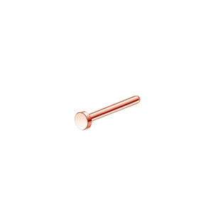 Detail of rose gold stainless steel nose stud with flat round top and smooth finish