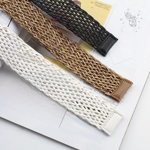 Ceintures tressées en coton et lin pour robes en couleurs noir, marron et blanc